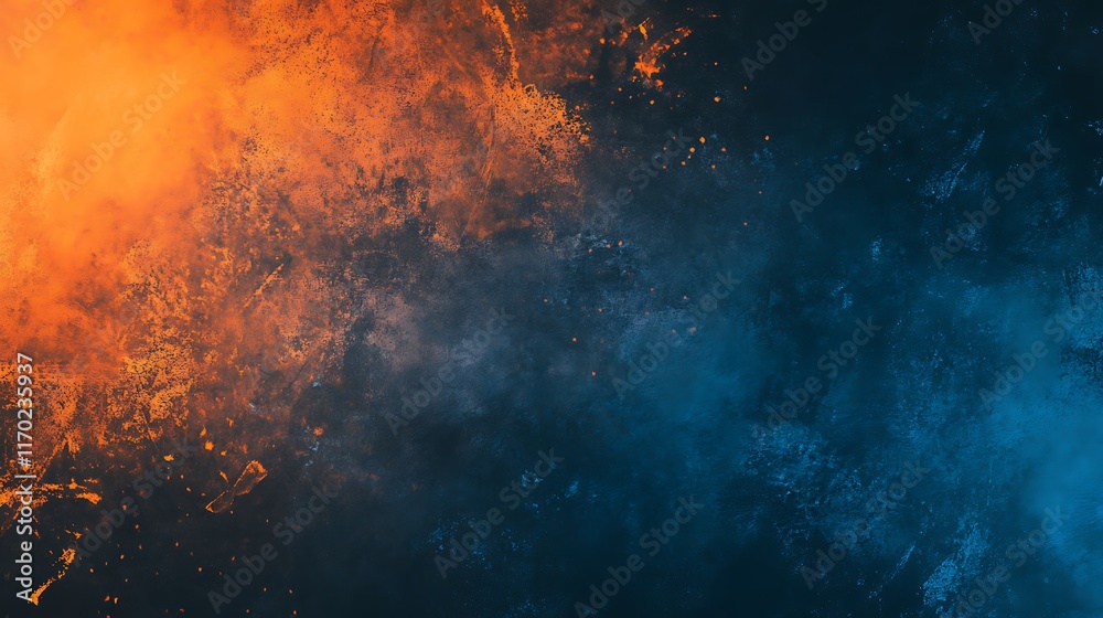Abstract fiery orange and cool blue smoke texture. Abstract fiery orange and cool blue smoke texture.