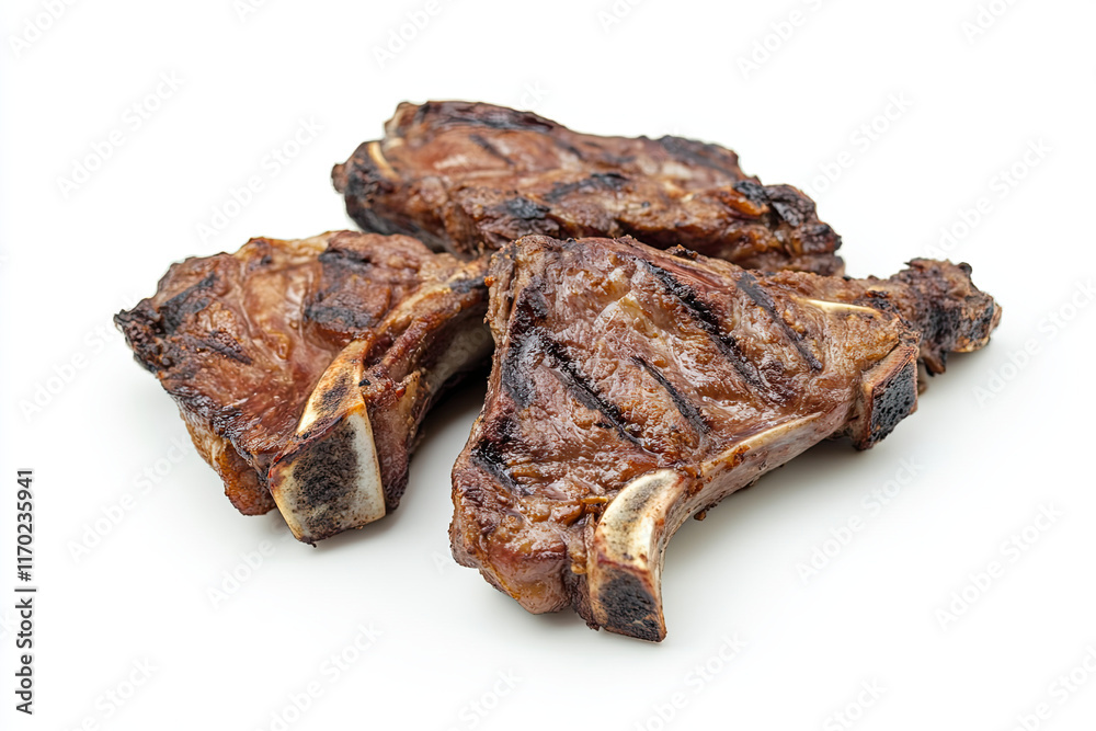 Grilled lamb chops on white background Grilled lamb chops on white background