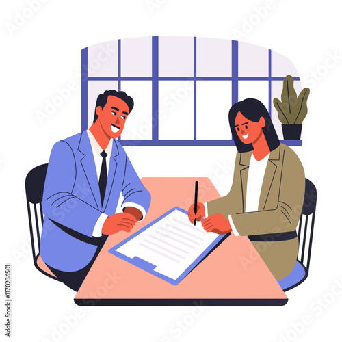 Business dealing illustration in flat style 


