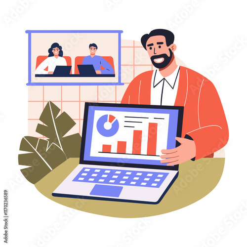 A flat character illustration of a business consultant 