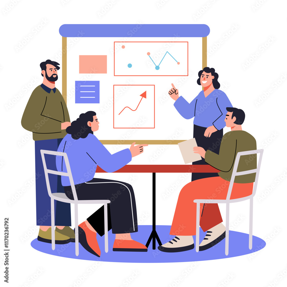 Team working illustration in flat style
Team working illustration in flat style