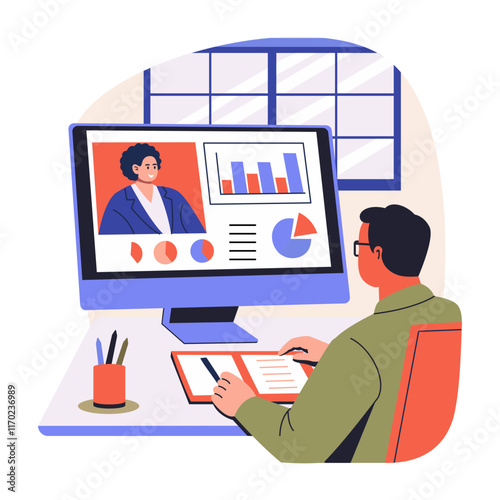 Flat illustration depicting online analysis 
