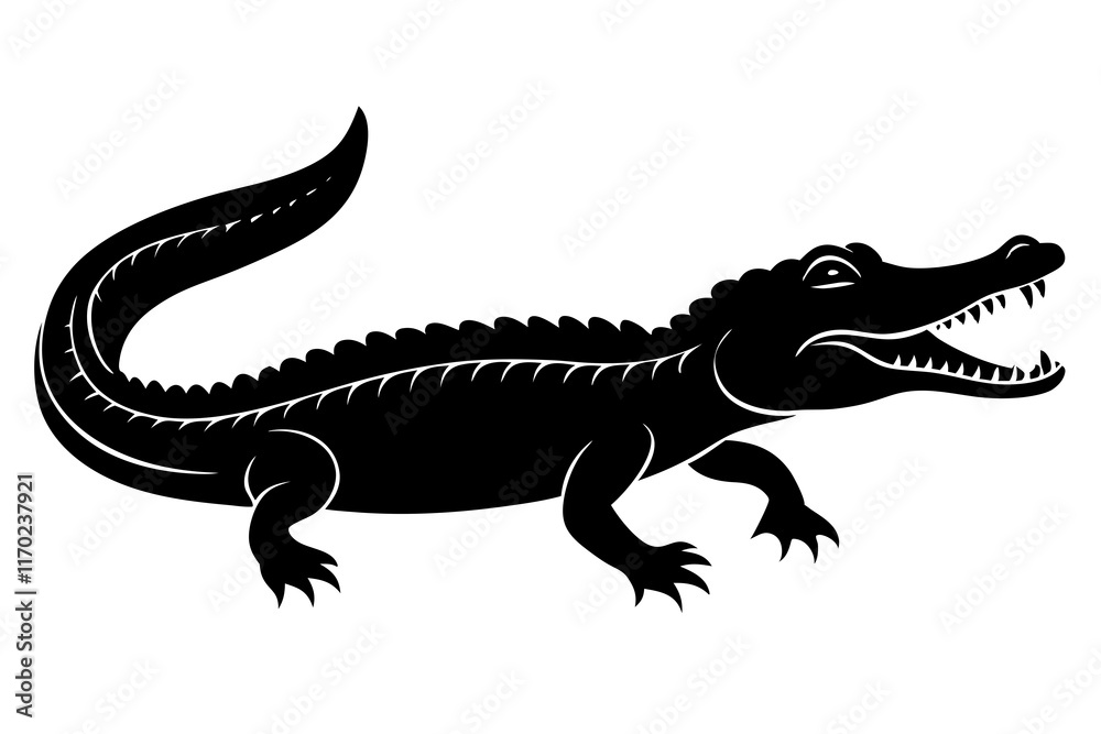 Crocodile silhouette vector illustration