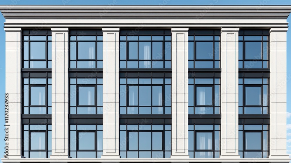 Fototapeta premium Elegant Modern Architectural Design with Symmetrical Window Layout