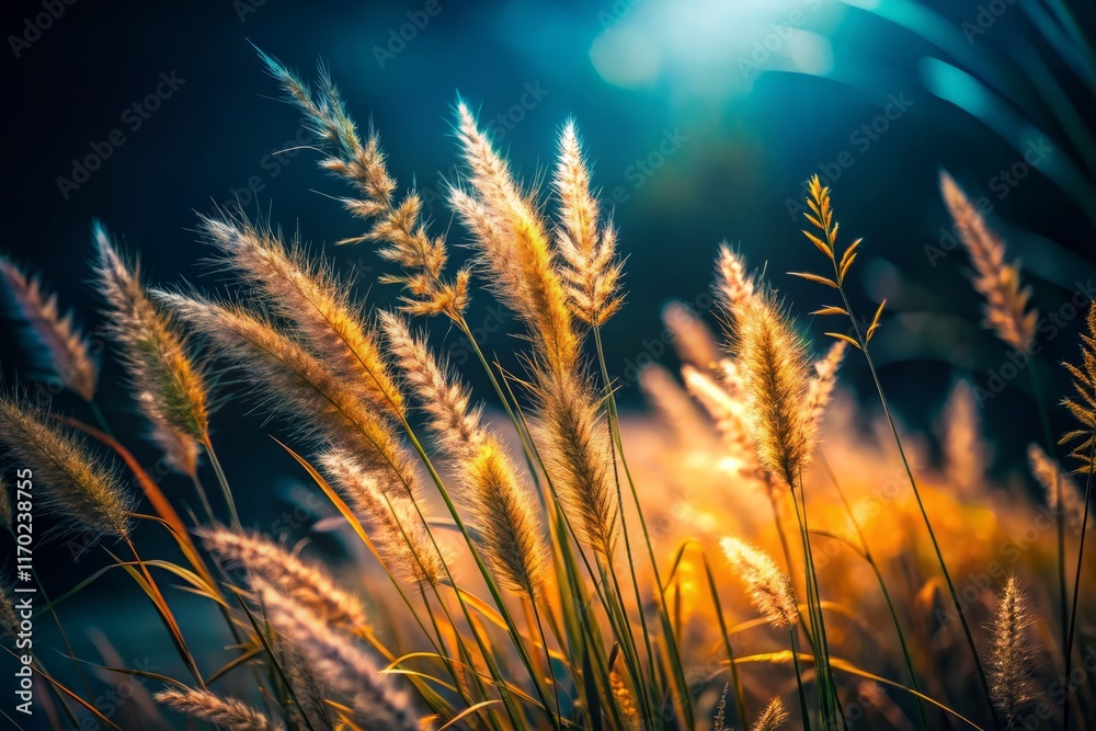 Wild Grass Double Exposure, Black Background Stock Photo Wild Grass Double Exposure, Black Background Stock Photo