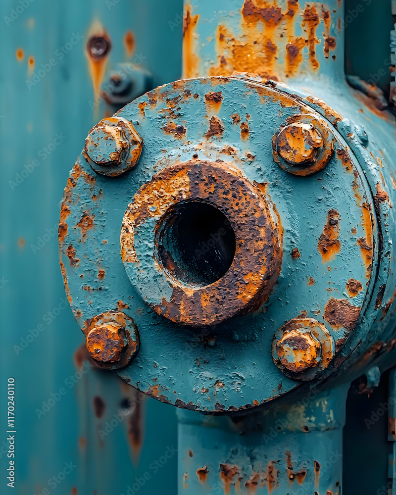Rusty Metal Texture: Faded Blue Paint, Industrial Corrosion Close-Up Rusty Metal Texture: Faded Blue Paint, Industrial Corrosion Close-Up