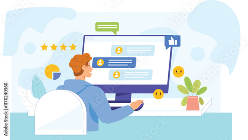 A modern survey illustration focusing on user interaction, featuring people engaging with digital forms and tools, highlighting data collection and insightful feedback.
