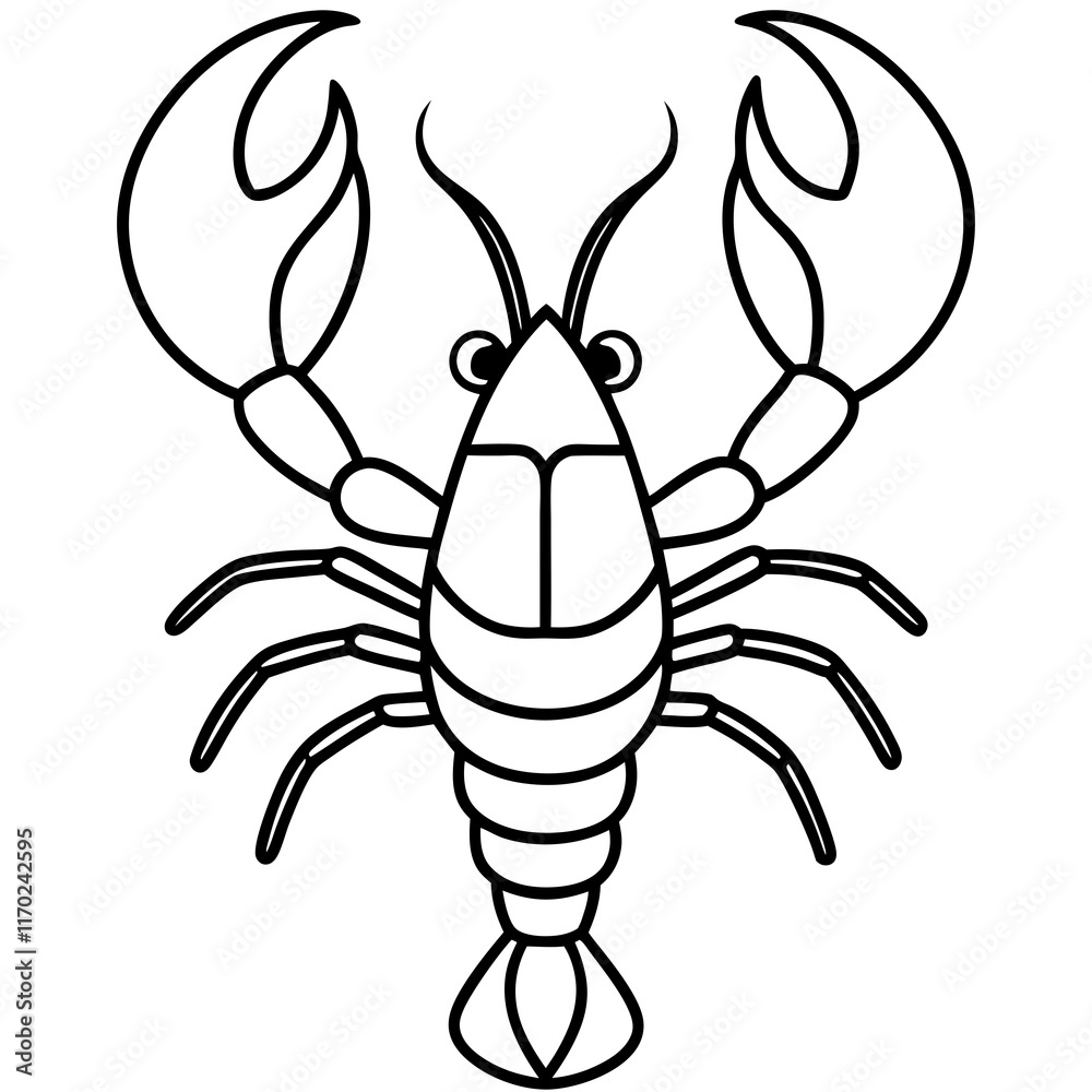 Cute Silhouette of a Lobster line art vector cartoon illustration Cute Silhouette of a Lobster line art vector cartoon illustration