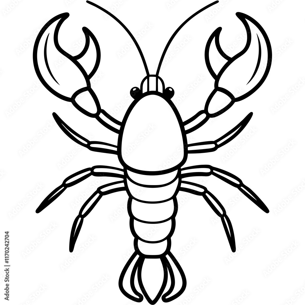 Cute Silhouette of a Lobster line art vector cartoon illustration Cute Silhouette of a Lobster line art vector cartoon illustration