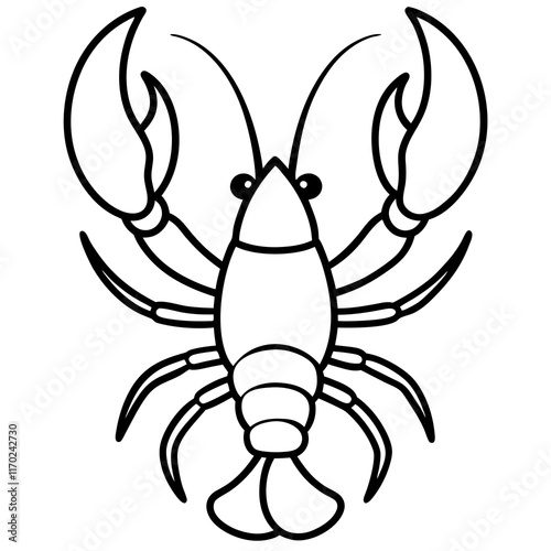 Cute Silhouette of a Lobster line art vector cartoon illustration