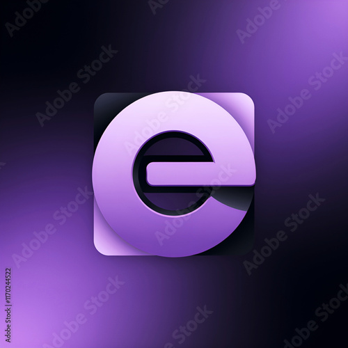 App logo design with capital e, purple color and modern gradient background
