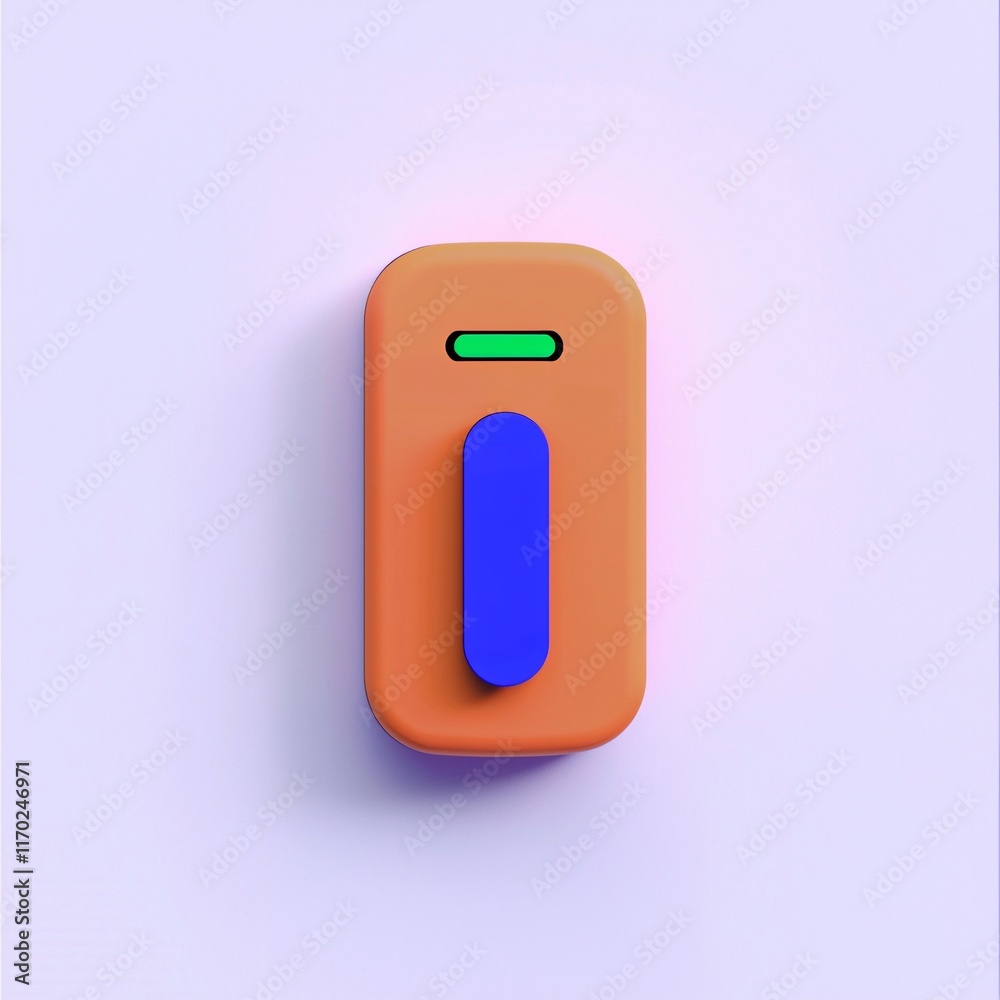 Digital smart home control concept. A colorful, modern toggle switch with a blue lever and a green indicator, set against a light background. Digital smart home control concept. A colorful, modern toggle switch with a blue lever and a green indicator, set against a light background.