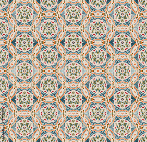 blue, orange, geometric, abstract, seamless pattern. design for background, wallpaper, carpet, cloth, batik, textile, embroidery, sarong, interior decoration, floor, curtain, fabric print, ceramic