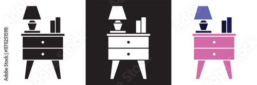 Nightstand  icon.  isolated on white and black background. vector illustration. EPS 10