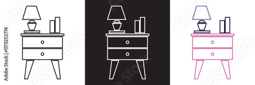 Nightstand  icon.  isolated on white and black background. vector illustration. EPS 10
