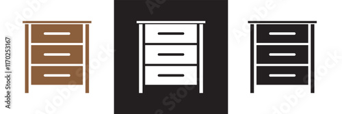 Nightstand  icon.  isolated on white and black background. vector illustration. EPS 10