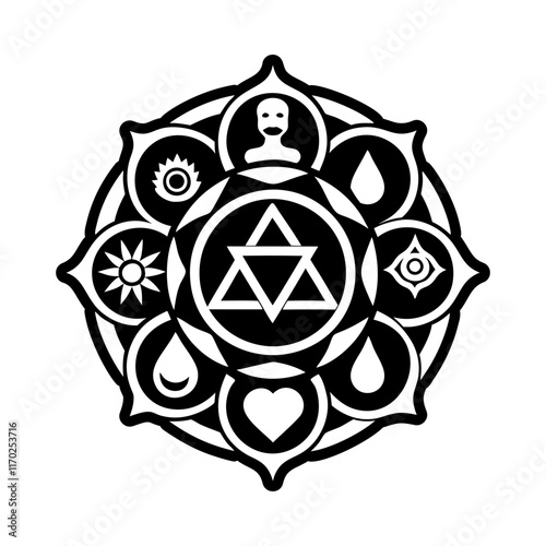 A solid style icon of body chakra symbol