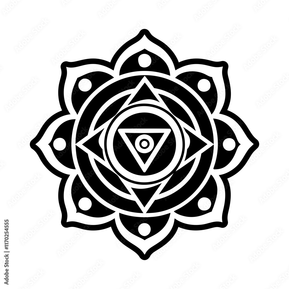 Chakra motif icon in glyph style Chakra motif icon in glyph style
