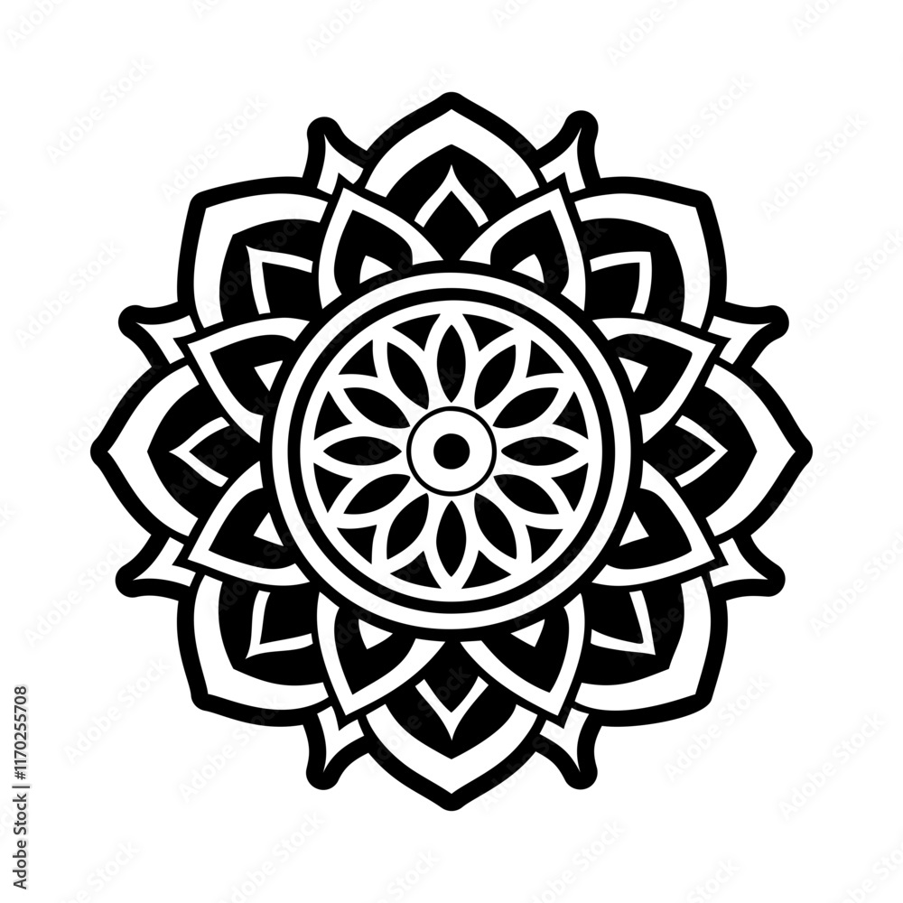 A solid style icon of a floral tattoo sign A solid style icon of a floral tattoo sign