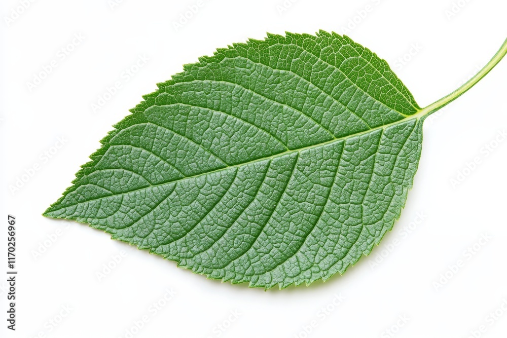 Obraz premium Single green leaf isolated on white background. (4)