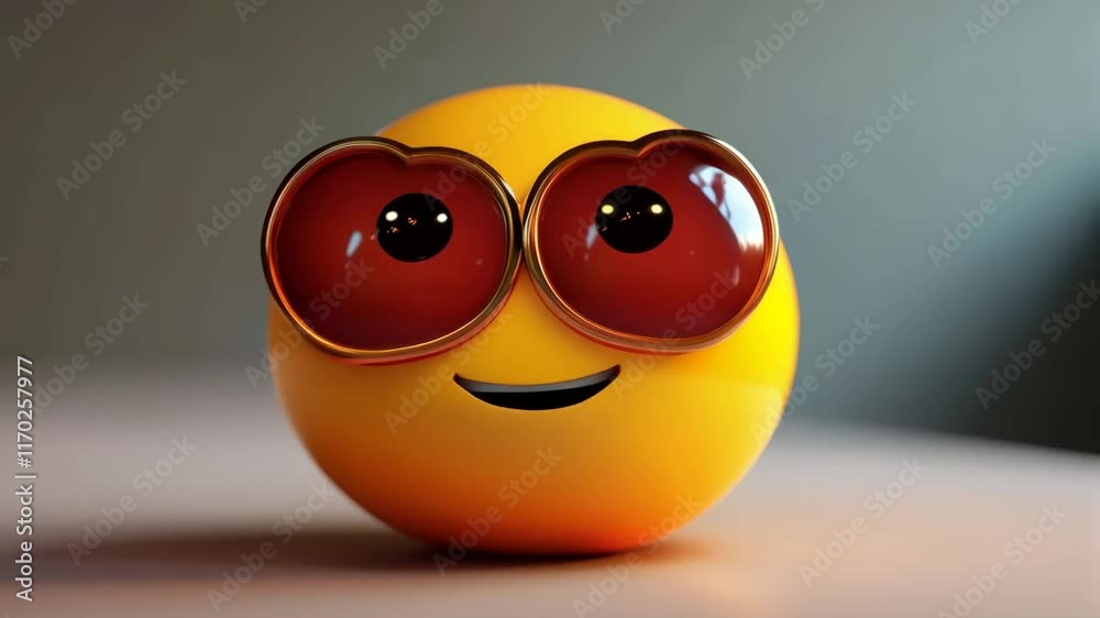 Happy Smiley Emoticon 3D Animation Loop: Seamless Cartoon Background Video Footage for joyful and positive visuals; perfect for cheerful presentations, advertising, and marketing
