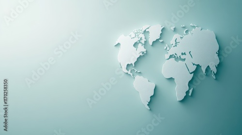 World map on blue background, a comprehensive view of earth's continents, countries and oceans for education