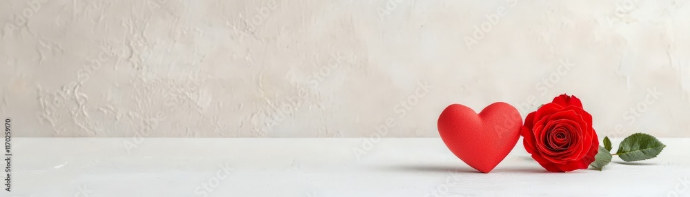 Valentine Elements Celebrating Love and Cherished Memories, Red heart and rose on a neutral background, symbolizing love and romance. Valentine Elements Celebrating Love and Cherished Memories, Red heart and rose on a neutral background, symbolizing love and romance.