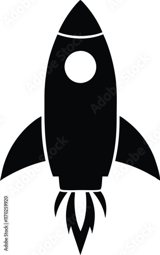 Space rocket silhouette vector, Rocket icon, Space ship vector