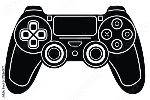 Game controller silhouette vector, Video game controller, joystick 