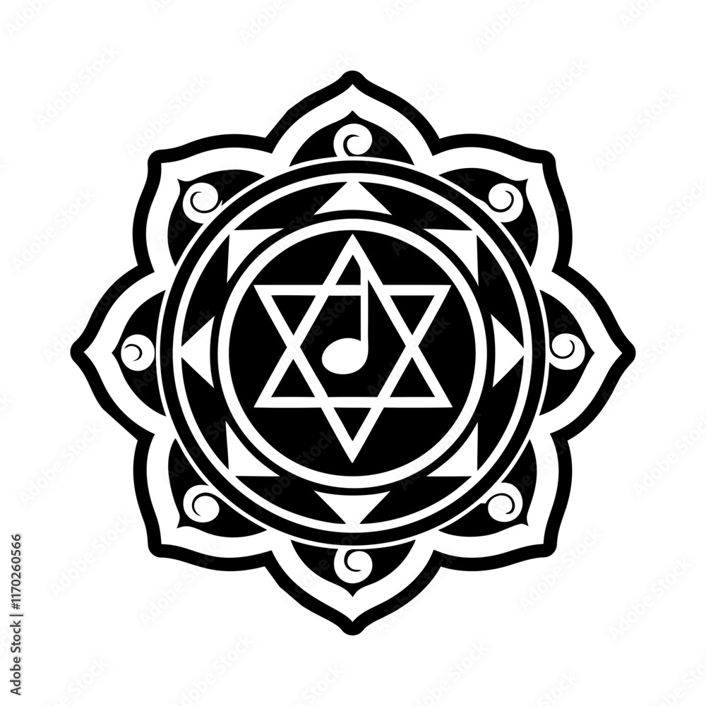 Music chakra symbol icon in solid style Music chakra symbol icon in solid style
