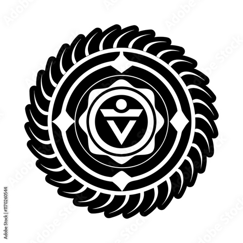 A solid style icon of motion chakra symbol