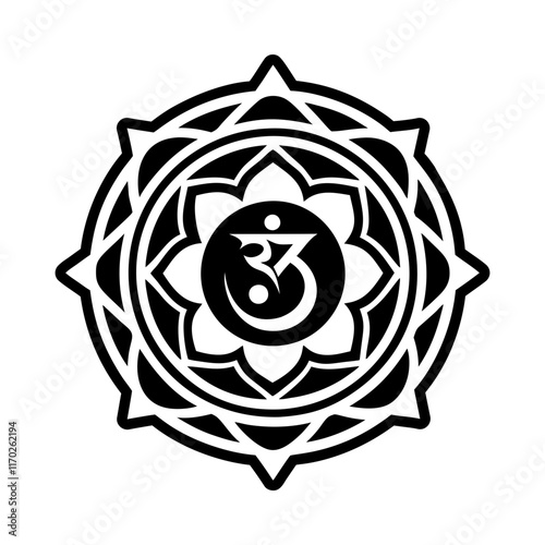 Sanskrit chakra symbol icon in solid style