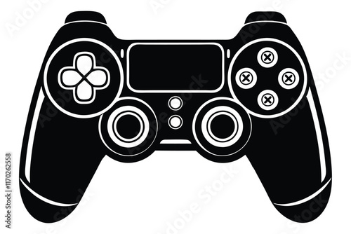 Game controller silhouette vector, Video game controller, joystick 