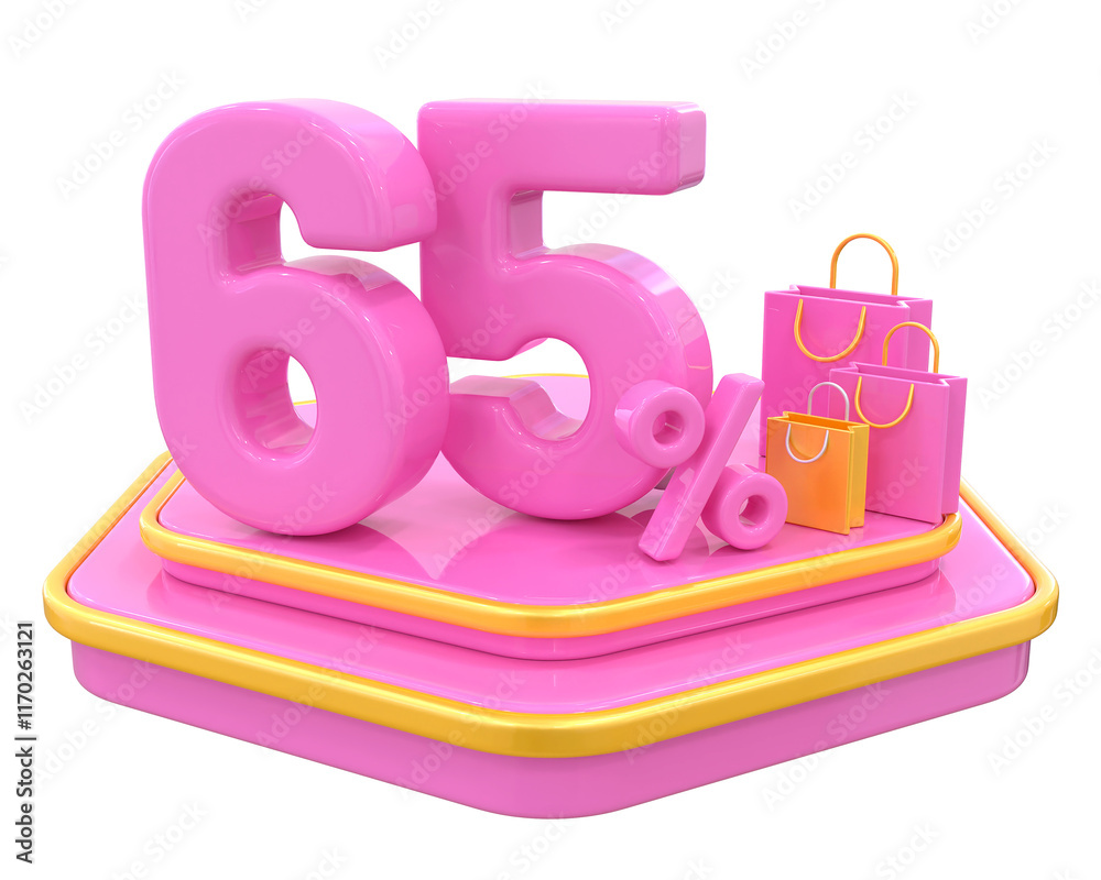 65 Percent Pink Offer Shopping bag With Podium 65 Percent Pink Offer Shopping bag With Podium