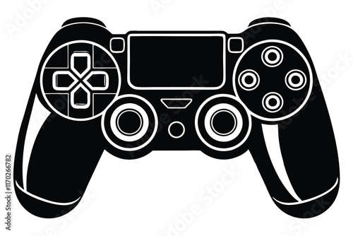 Game controller silhouette vector, Video game controller, joystick 
