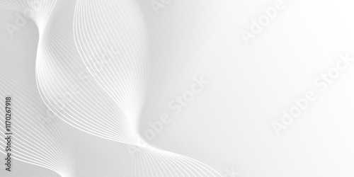 white-grey abstract background with white geometric wavy lines blending best for banner, poster, flyer, brochure, cover, header