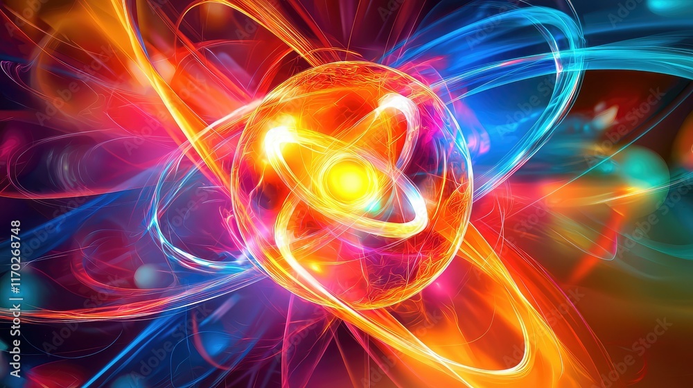Vibrant Abstract Particle Composition with Colorful Energy Swirls Vibrant Abstract Particle Composition with Colorful Energy Swirls
