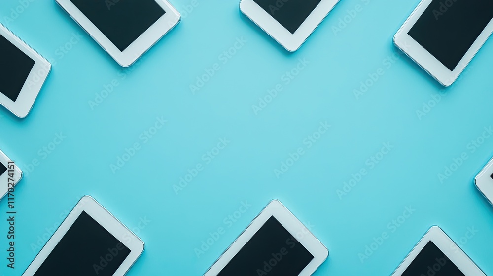Studio shot of tablets on a blue background Studio shot of tablets on a blue background