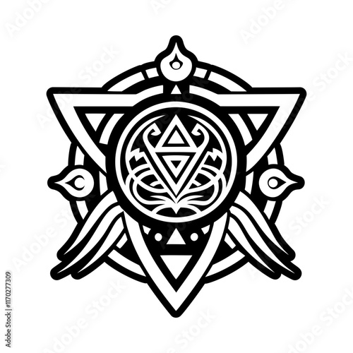 A glyph style icon of ancestor protection symbol