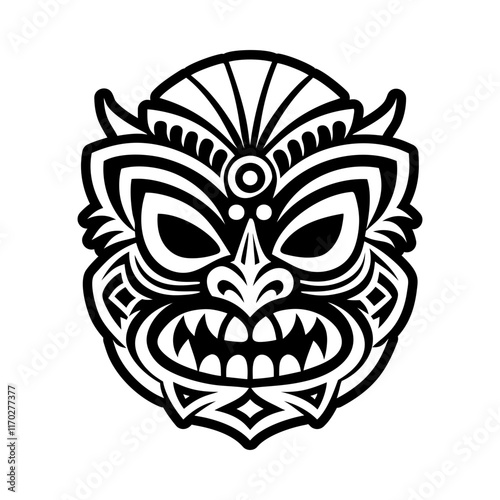 A filled style icon of ancestral mask symbol