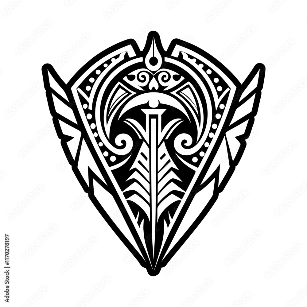 A solid style icon of maori tattoo design A solid style icon of maori tattoo design