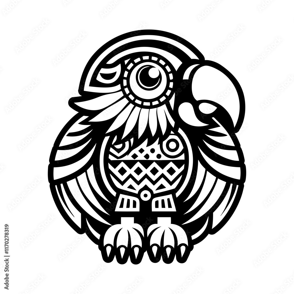 Obraz premium Parrot tattoo icon in solid style