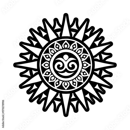 Sun tattoo icon in filled style