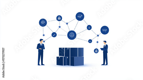 Visualized representation of an automated supply chain system in a modern environment, showcasing the integration of technology and logistics, with advanced systems streamlining operations and enhanci photo