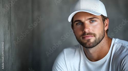 Wallpaper Mural Portrait of a Handsome Man in a White Cap Torontodigital.ca