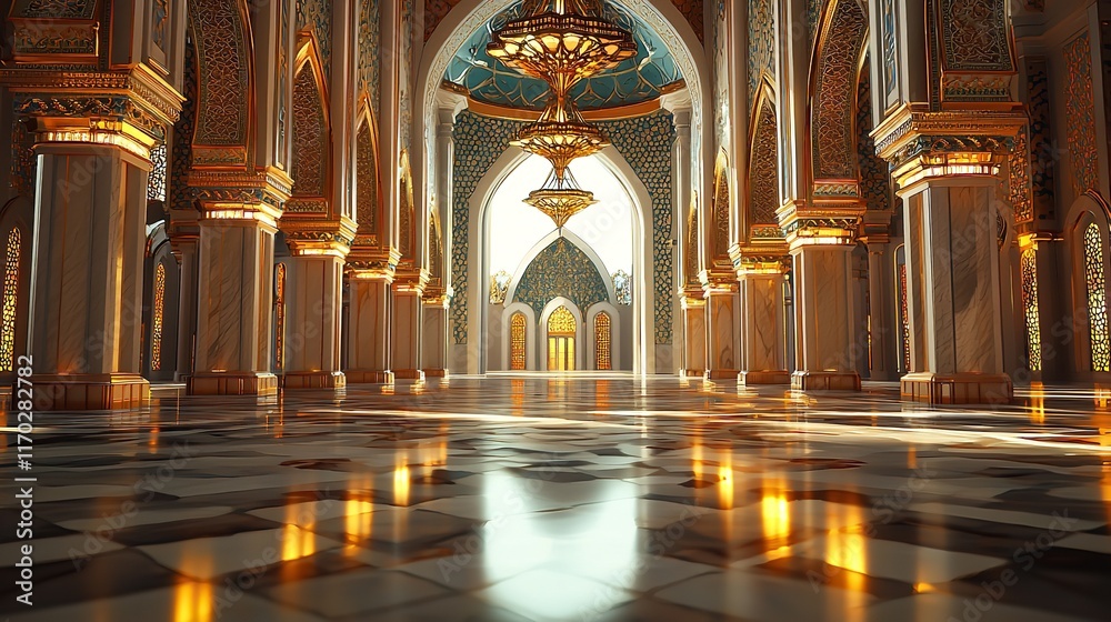 Obraz premium A baroque church adorned with intricate gold leaf and elaborate frescoes, with worshippers attending a solemn mass. Concept of religious splendor and artistry.