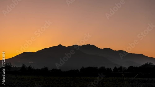 Paggaion Mountain, Golden Hour Landscape Animation, Dusk Colors in the Sky photo