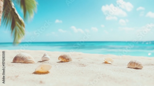 Wallpaper Mural Seashells on a Tropical Beach Paradise: Summer Vacation Idyll Torontodigital.ca