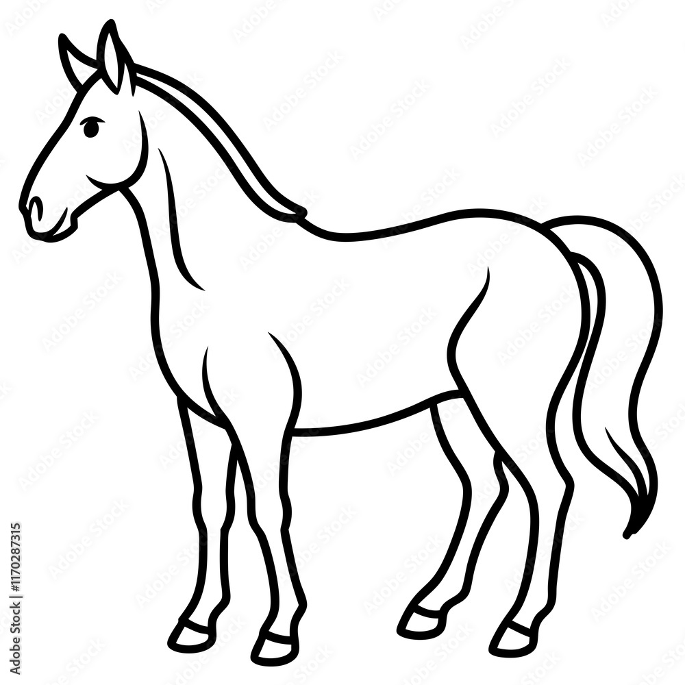 Cute Silhouette of a Horse line art vector cartoon illustration Cute Silhouette of a Horse line art vector cartoon illustration