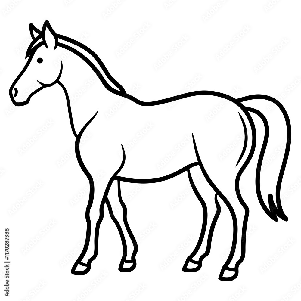 Cute Silhouette of a Horse line art vector cartoon illustration Cute Silhouette of a Horse line art vector cartoon illustration